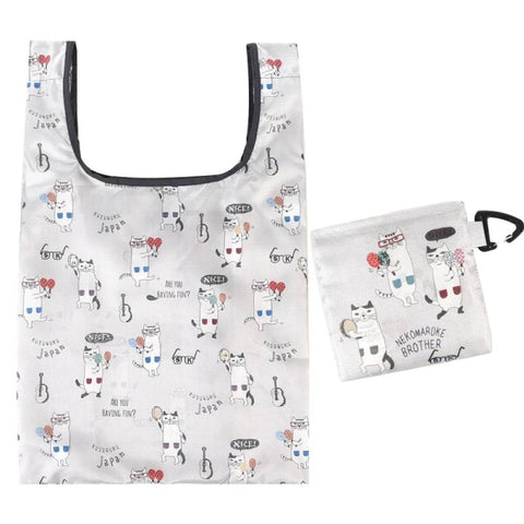 Kusuguru Foldable Shopping Bag / Eco Bag - Gray Eyewear Cat | Kusuguru可摺疊便攜環保袋 - 灰色眼鏡貓