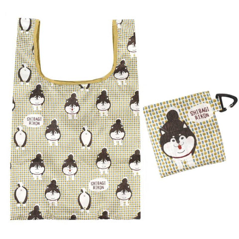 Japan Kusuguru Foldable Shopping Bag/ Eco Bag - Yellow Shiba | Kusuguru可摺疊便攜環保袋 - 黃色柴犬