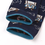 Kusuguru Eyewear Cat Pattern Cotton Socks - Dark Blue | Kusuguru純棉貓咪圖案刺繡襪子 - 深藍色眼鏡貓