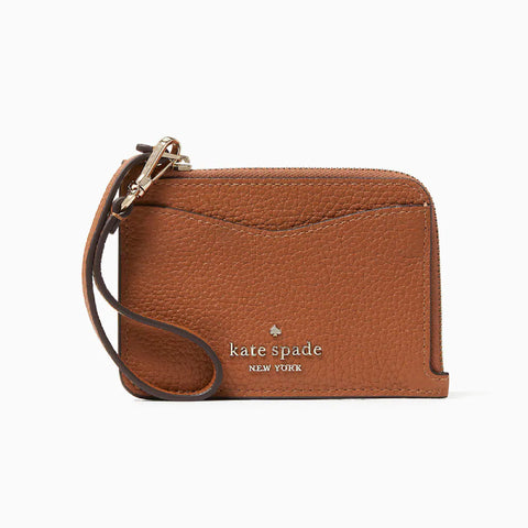 Kate Spade Leila Small Cardholder Wristlet - Warm Gingerbread | Kate Spade 奶茶色荔枝紋真皮卡片套／散紙包（連腕帶及鑰匙圈）