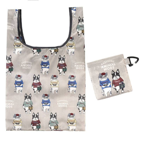 Kusuguru Foldable Shopping Bag / Eco Bag - Eyewear Cat and Dog | Kusuguru可摺疊便攜環保袋 - 眼鏡貓和狗