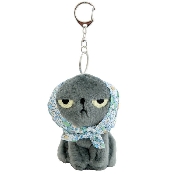 Angry Machiko Floral Keychain - Blue｜Angry Machiko 頭巾公仔連鑰匙扣（藍色款）