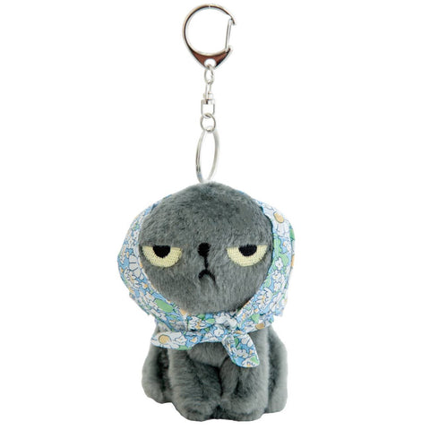 Angry Machiko Floral Keychain - Blue｜Angry Machiko 頭巾公仔連鑰匙扣（藍色款）