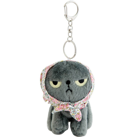 Angry Machiko Floral Keychain - Pink｜Angry Machiko 頭巾公仔連鑰匙扣（粉紅色款）