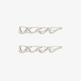 Pura Vida Silver Wave Hair Barrettes - Set Of 2 | Pura Vida 銀色波浪髮夾 - 兩支裝