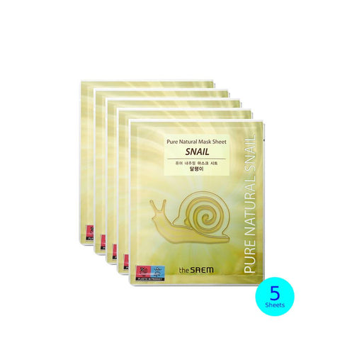 the SAEM Pure Natural Mask 20ml (Snail) x 5 Sheets | the SAEM 蝸牛高效保濕精華面膜 20ml(5片) (Copy)