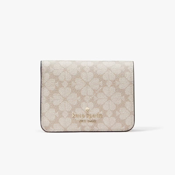 Kate Spade Signature Spade Flower Small Bifold Wallet - Dark Beige Multi | Kate Spade 經典Spade印花短銀包 - Dark Beige Multi