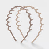 Recycled Plastic Zig Zag Headband 2pc - Neutral (Gray& Light Beige) | 磨砂波浪形髮箍 - 兩個裝 (啡灰及淺米色)