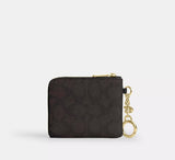 Coach Small Corner Zip Wallet In Signature Canvas - Walnut/Black | Coach 經典印花真皮匙扣拉鏈短銀包 - Walnut/Black