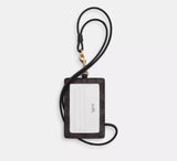 Coach ID Lanyard In Signature Canvas - Walnut/Black | Coach 真皮掛頸證卡套 - Walnut/Black (Copy)