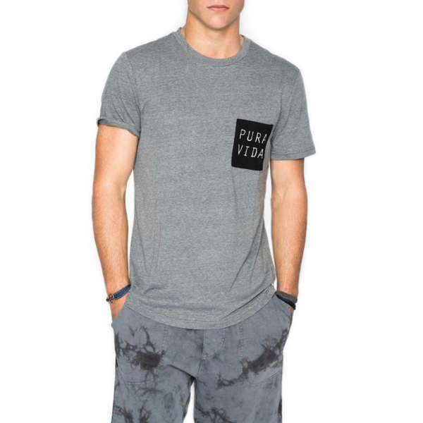 PURA VIDA  Perdido Tee Gery · M | 灰色舒適短袖口袋TEE・M