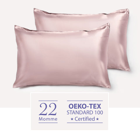 22 Momme Mulberry Pillowcase - Blush (Set Of 2) | 22姆米美肌真絲枕頭套 - 粉紅色 (兩個裝)