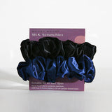 Mulberry Silk Scrunchies．Black & Midnight | 真絲髮圈．Black & Midnight
