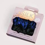 Mulberry Silk Scrunchies．Black & Midnight | 真絲髮圈．Black & Midnight