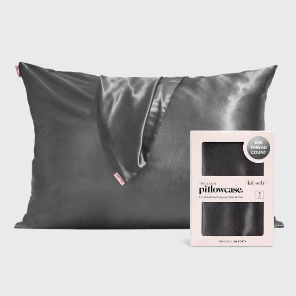 Satin Sleep Pillowcase・Charcoal | 舒適緞面枕頭套・炭灰色