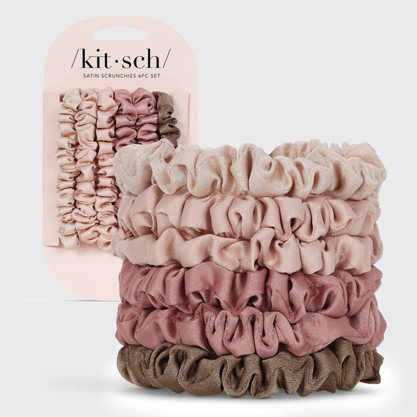 Ultra Petite Satin Scrunchies 6pc - Terracotta | 幼身Satin柔軟髮圈6條裝 - Terracotta