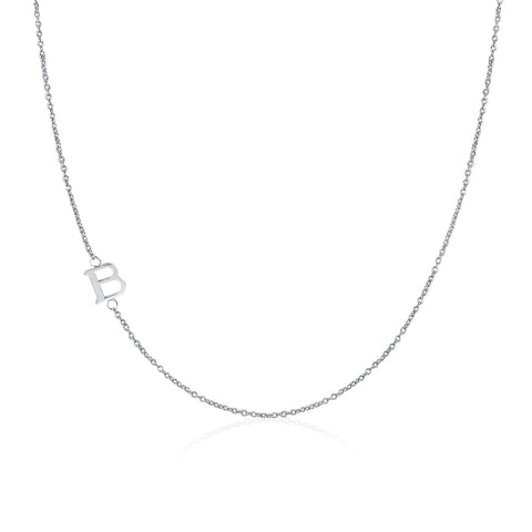 .925 Sterling Silver Sideway Letter B Necklace (18k white gold plating) | .925純銀鍍18K金B字母項鍊