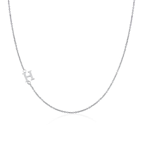 .925 Sterling Silver Sideway Letter H Necklace (18k white gold plating) | .925純銀鍍18K金H字母項鍊