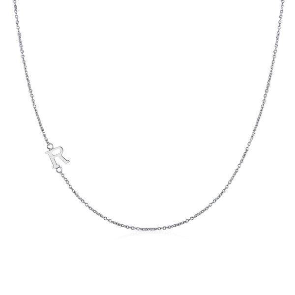.925 Sterling Silver Sideway Letter R Necklace (18k white gold plating) | .925純銀鍍18K金R字母項鍊