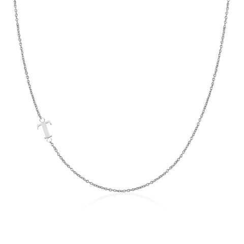 .925 Sterling Silver Sideway Letter T Necklace (18k white gold plating) | .925純銀鍍18K金T字母項鍊