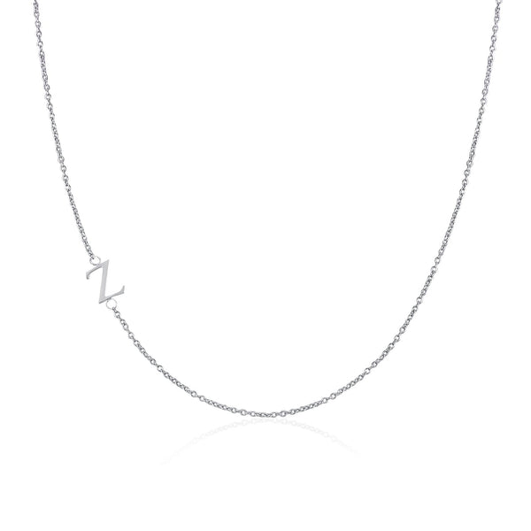 .925 Sterling Silver Sideway Letter Z Necklace (18k white gold plating) | .925純銀鍍18K金Z字母項鍊
