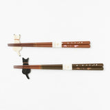 Wakasa Nuri Sakura Cat Chopsticks & Chopsticks Rest Set | 日本手工製櫻花見貓若狹塗筷子套裝