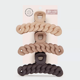 Chain Claw Clip 3pc Set - Neutral | 紐結髮夾．三個裝大地色