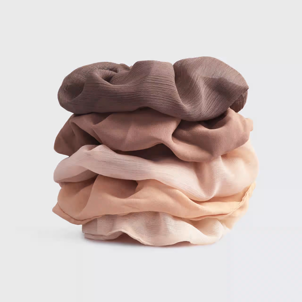 Crepe Scrunchies 5pc・Terra Cotta | 縐紋粉色系髮圈・Terra Cotta