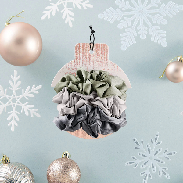 Holiday Satin Scrunchies 6pc - Winter Sage | 節日柔軟綢緞髮圈六個組 - Winter Sage