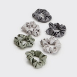Holiday Satin Scrunchies 6pc - Winter Sage | 節日柔軟綢緞髮圈六個組 - Winter Sage