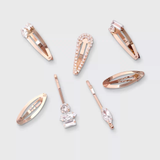 Micro Snap Clip 7PC Set - Gold | 迷你水鑽髮夾七個組・金色