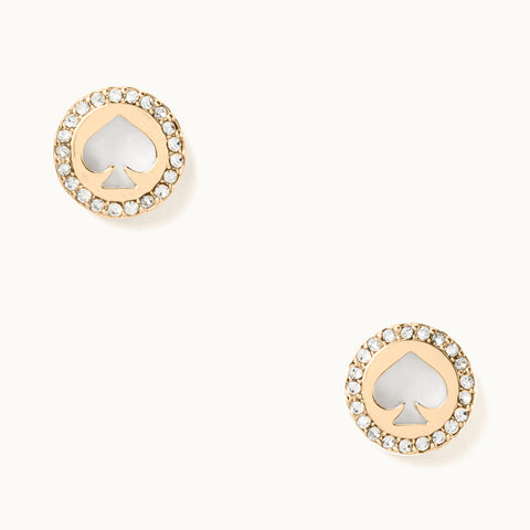 Kate Spade Spot The Spade Pave Halo Spade Studs・Gold | Kate Spade 金色鏤空閃鑽耳環