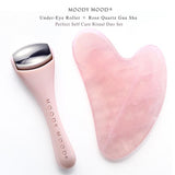 Moody Mood Under-Eye Roller & Rose Quartz Gua Sha Set | 冰感眼部按摩棒及粉晶刮痧板套裝