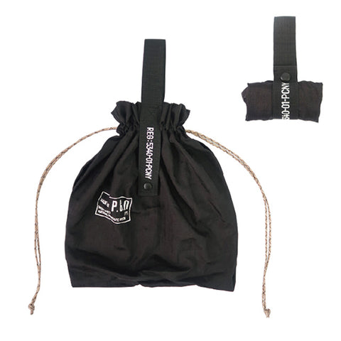 Post General Packable Parachute Nylon Bag - Black | Post General 輕量尼龍折疊收納束口袋 - 黑色